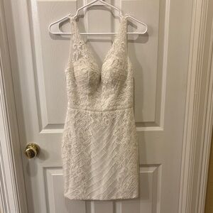 Elegant White Lace Dress, embellished dress NWT size Small